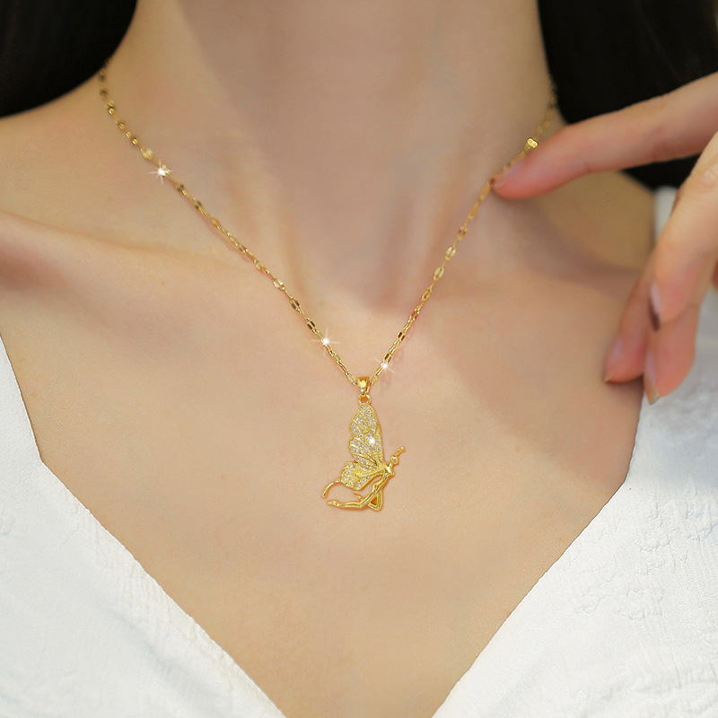 Kalung Liontin Kupu-Kupu Mewah - Butterfly Clasp Deployant ulasan dan harga