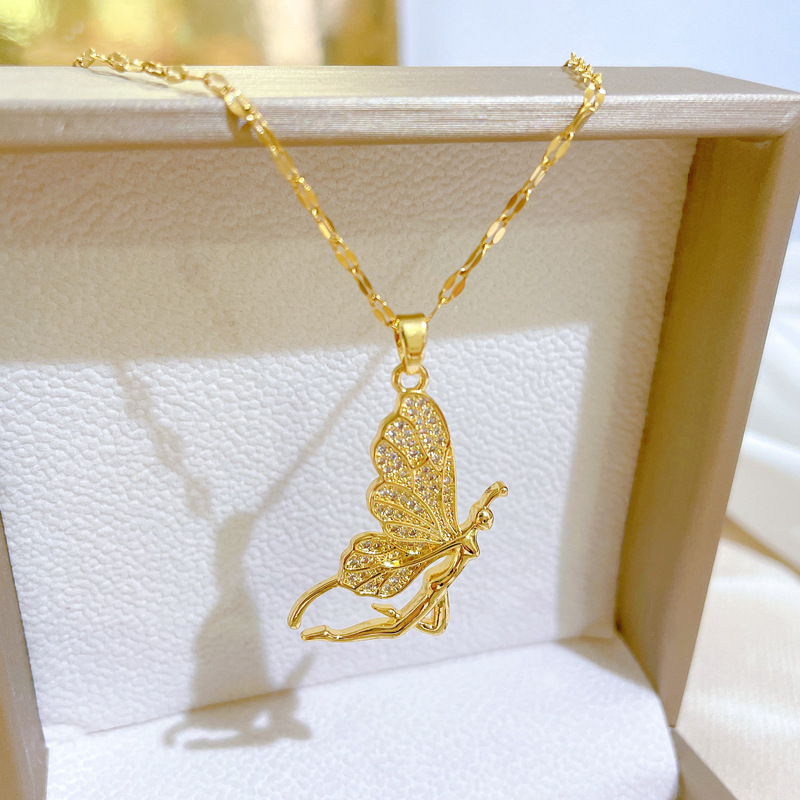 Kalung Liontin Kupu-Kupu Mewah - Butterfly Clasp Deployant ulasan dan harga