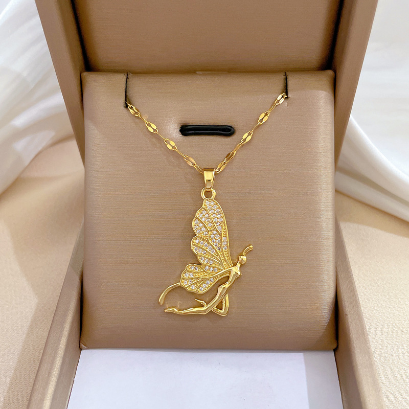 Kalung Liontin Kupu-Kupu Mewah - Butterfly Clasp Deployant ulasan dan harga