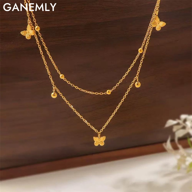 GANEMLY 316L Kalung Liontin Ku - Butterfly Clasp Deployant ulasan dan harga