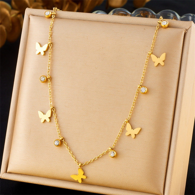 Kalung Rumbai Kupu-kupu CZ dar - Butterfly Clasp Deployant ulasan dan harga