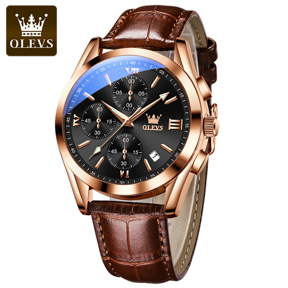 Jam Tangan OLEVS 2872 Chronogr - Leather Watch Band Men ulasan dan harga